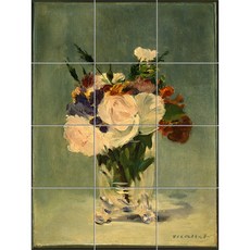 Static-327 유리화병에 꽂힌 꽃, 혼합색상, 12개