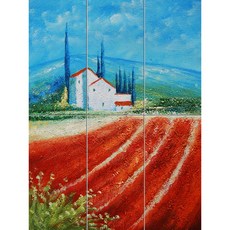 Scenery-037紅色屋頂的白色房子 6個, 混合色