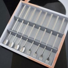 H.Jin 長柄茶匙叉子組, 8件組 (長柄茶匙 4件, 長柄茶叉 4件) + 收納盒, 單一顏色, 1個