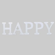 아리코 나무장식 HAPPY, 화이트, 1개