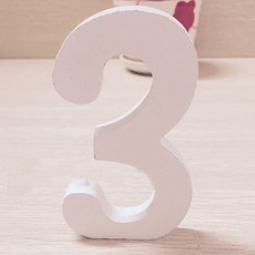 aryko 數字造型木製擺飾 3款, 白色的, 1個