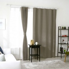 Apoa Room 環扣式素色遮光窗簾, 卡其色