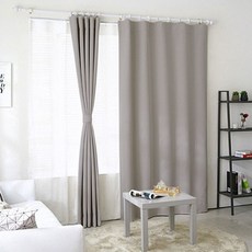 Apoa Room 環扣式素色遮光窗簾, 淺灰