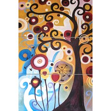 Abstract364 以圓潤曲線表現的花與樹 3入, 混色