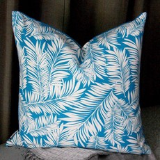 BLANCDECOR 葉子圖案靠枕套, 波斯藍