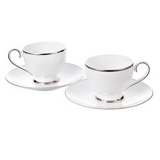 HANKOOK CHINAWARE 線條設計咖啡杯盤 4入組, 單色, 4入