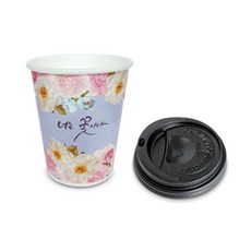 하늘눈 공컵 너는꽃 10oz 종이컵 + 뚜껑 100개 세트, 1세트