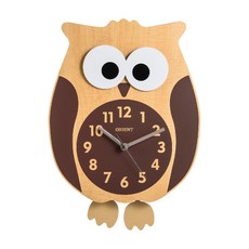 ORIENT 東方錶 貓頭鷹眼睛腳可擺動室內裝飾擺錘掛鐘 OT765B, 淺棕色