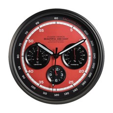 오리엔트 메탈크로노 온도습도표시 인테리어 벽시계 OT697R, BLACK + RED