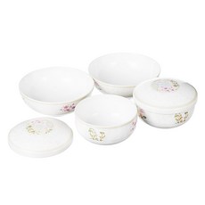 HANKOOK CHINAWARE 印花陶瓷餐碗 6入組, 6入(碗蓋2入+飯碗*2入+湯碗*2入)