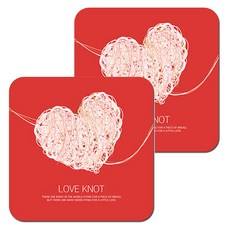 렉스데코 사랑매듭 레드 컵받침, 2개