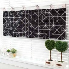 Livingdeco 線條印花短窗簾, 黑色的