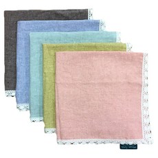 Maison Textile 石洗蕾絲亞麻餐巾, 餐巾紙 5p, 5個, 1個