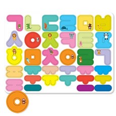 노리터 글자자석교구, 1개 (한글 33입), 30 x 22 cm, 혼합 색상, 1개