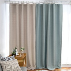 APOA ROOM 拼色遮光窗簾 扣環款, 象牙白+薄荷綠