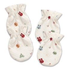 withorganic 動物印花孩童純棉護手套 2雙入