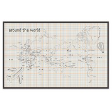 裝飾掛布 鉛筆繪世界地圖韓文地名, 混色