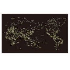 파랑디자인 세계지도 도시의 밤 도시명 천 스티커, 혼합 색상