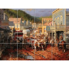 Western-339 서부의 거리 30 x 30 cm 12장, 혼합 색상, 1세트