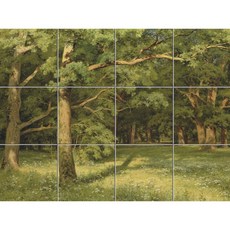 Scenery-052 한줄기 빛이 들어오는 울창한 숲속 30 x 30 cm 12장, 혼합 색상, 1세트