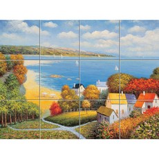 Scenery-121 알록달록 컬러풀한 바닷가 마을 30 x 30 cm 12장, 혼합 색상, 1세트