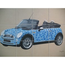 Abstract-178 페이즐리 문양의 하늘색 스포츠카 30 x 30 cm 12장, 혼합 색상, 1세트