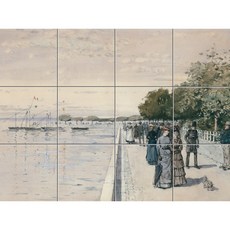 Western-187 부두가를 산책하는 사람들 30 x 30 cm 12장, 혼합 색상, 1세트