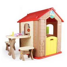 햇님토이 키즈 플레이 하우스 H1-2, 브라운 + 레드, 1개