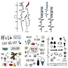 皇君通商 字母紋身貼紙 YF-006 007 X001 X002 X003, 混色, 1個