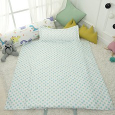 BEAUTE HOUSE 夏季人造絲午睡被組+超細纖維枕頭芯, 圓點款(藍色)