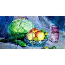Static 67 정물화 양배추와 복숭아 채소 4개, 혼합색상