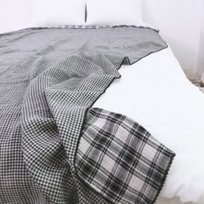 CASA VERDE 格紋雙層紗被子, 黑色格紋