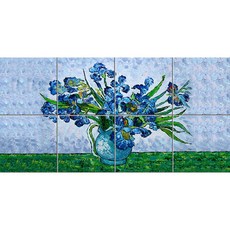 Abstract 294 민트색 화병에 꽂힌 청량한 파란색 꽃 8개, 혼합색상