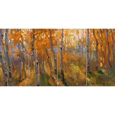 Landscape 49 낙엽이 물든 가을숲 4개, 혼합색상