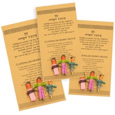주스픽스 카드 미니 걱정인형 3p, 혼합색상, 2cm, 3개