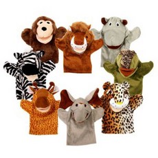 Kiumhouse 動物造型手偶 8款, 斑馬、河馬、猴子、鱷魚、長頸鹿、獅子、老虎、大象, 混合顏色