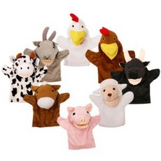 Kiumhouse 動物造型手偶 8款, 公雞、母雞、豬、奶牛、黑山羊、山羊、綿羊、牛, 混合顏色