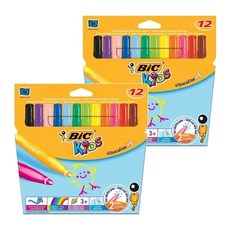 BIC 比克 BIC KIDS鮮豔簽字筆 12色, 2個, 混色