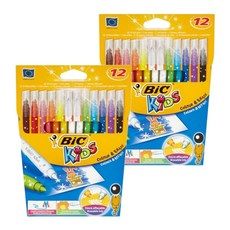 BIC 比克 BIC KIDS彩色/橡皮擦簽字筆 12色, 2個, 混色