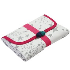 위즈미 휴대용 기저귀 매트, 화이트별 핑크, 1개