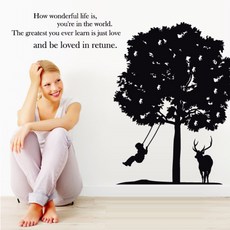 居家佈置 盪鞦韆的孩子與我 B款 裝飾壁貼, 黑色