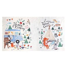 Eco chic系列露營趣印花30支平織棉布, 混色