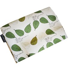 Eco chic系列樹葉印花11支亞麻布, 象牙白 綠色