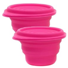 알리스틴 유아용 실리콘 접이식 용기, 핑크, 2개