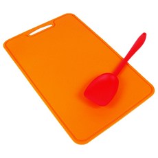 S.U COMPANY 矽膠砧板勺套組, 1組, 2p（砧板橙色 1p，勺子紅色 1p）