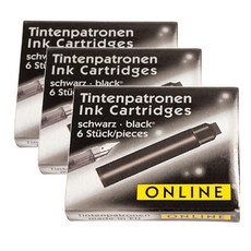 ONLINE 만년필 Ink Cartridge Black 17015, 3개