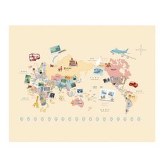 렉스데코 세계지도 여행3 벽지, 혼합색상