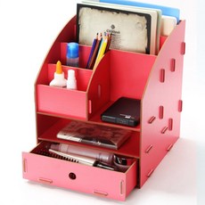 Lingzhen 데스크정리함, 1개, 핫핑크