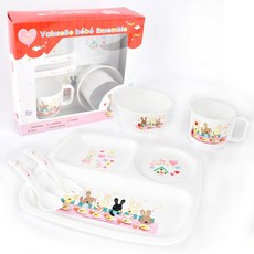 le sucre 베이비 식기세트2 110-1826, 화이트, 5p (식판 1p, 공기 1p, 컵 1p, 스푼 1p, 포크 1p), 1개
