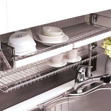 ENEX 水槽架 支柱式 W800, 2層, 不鏽鋼亮面, 象牙白接水盤